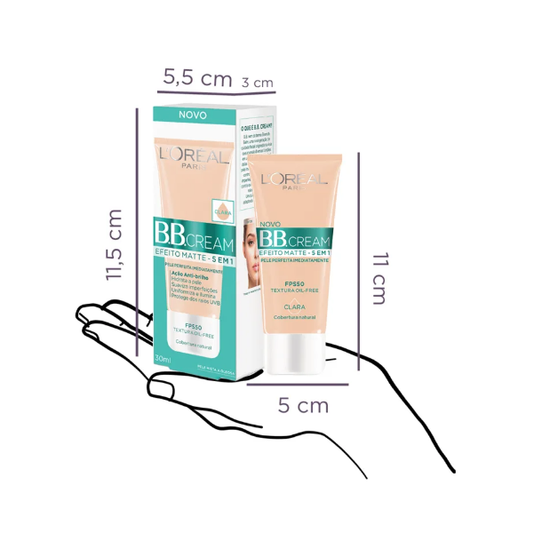 L'Oréal Paris 5 Em 1 Efeito Matte Fps 50 Clara Bb Cream 30G