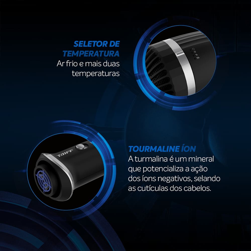 Taiff Tourmaline Escova Secadora Modeladora Íon 1200W - 127V