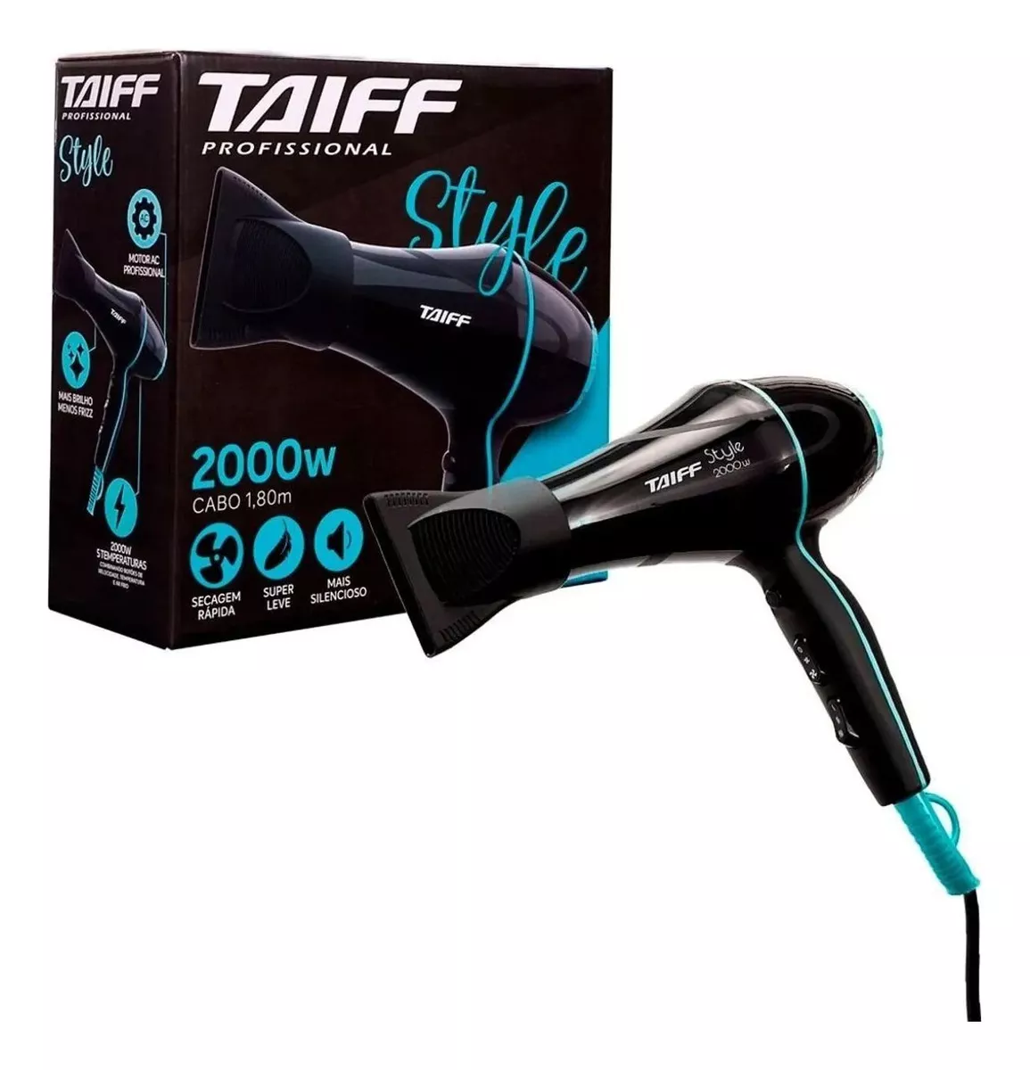 Secador Taiff Style 2000W Motor Ac Preto - 110V 127V
