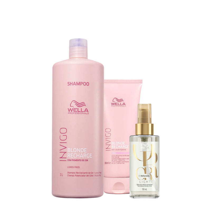 Kit Wella Professionals Invigo Blonde Reflections Shampoo 1L Condicionador 200ml Oil 100ml