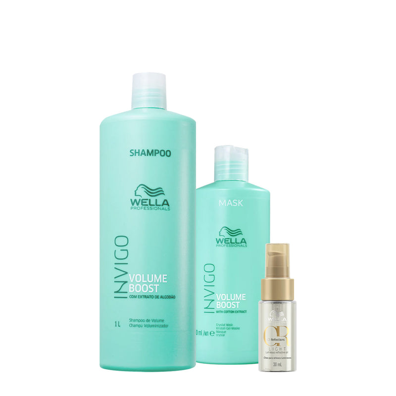 Kit Wella Professionals Invigo Volume Crystal Reflections Shampoo  Máscara Oil Light 3 produtos