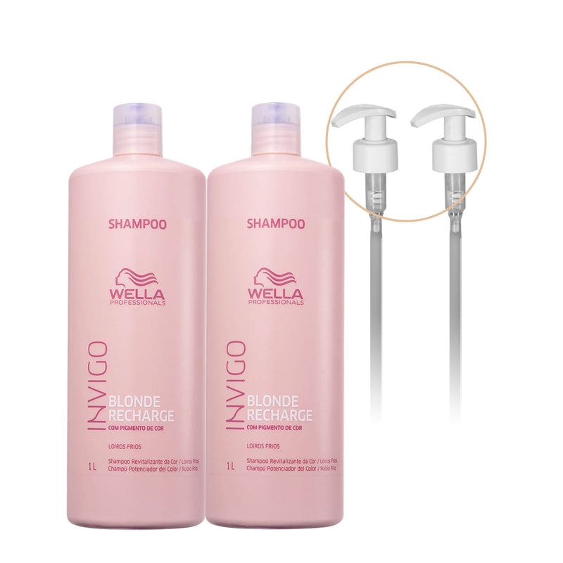 Kit Wella Professionals Invigo Blonde Recharge Shampoo 2 Unidades Extra 2 Válvula