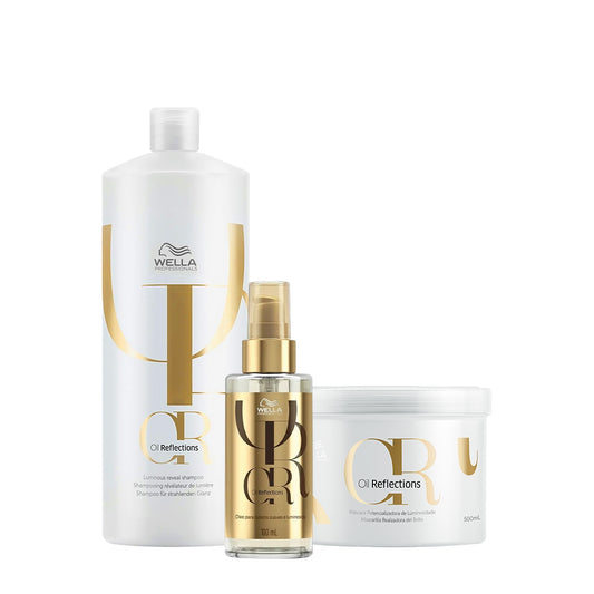 Kit Wella Professionals Oil Reflections  Shampoo  Máscara Oil 100 3 produtos