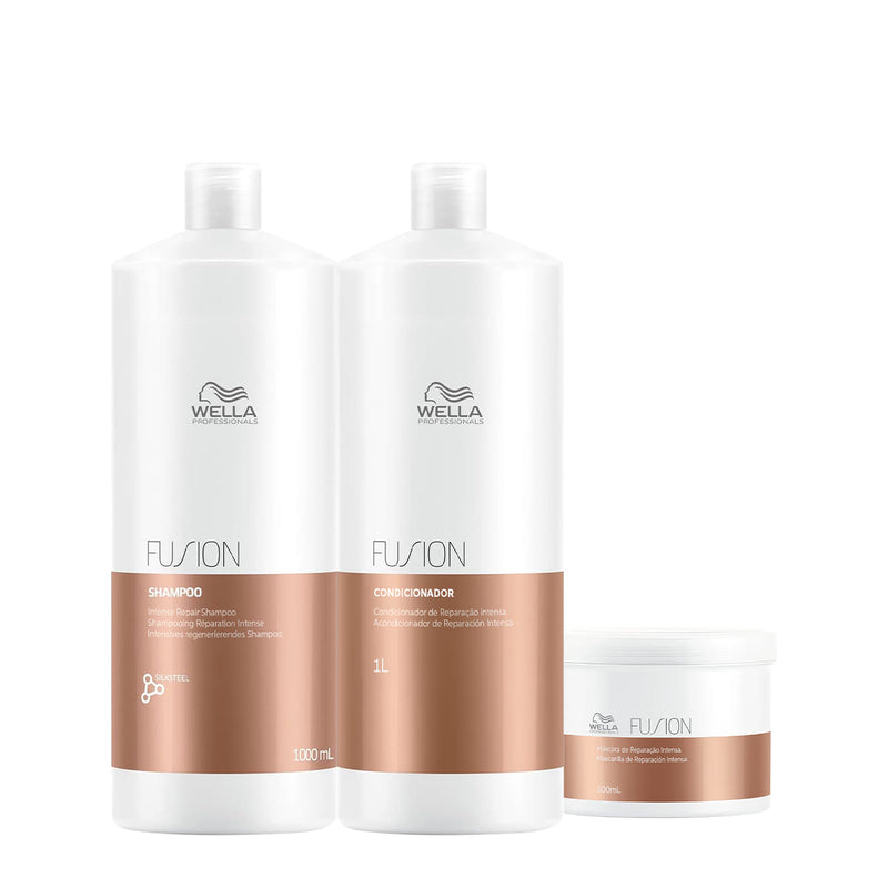 Kit Wella Fusion Shampoo 1L Condicionador 1L Máscara 500ml