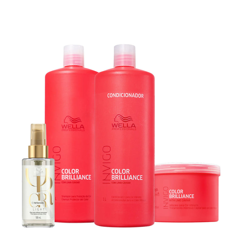 Kit Wella Professionals Invigo Brilliance Reflections Salon Total Oil Light 4 produtos