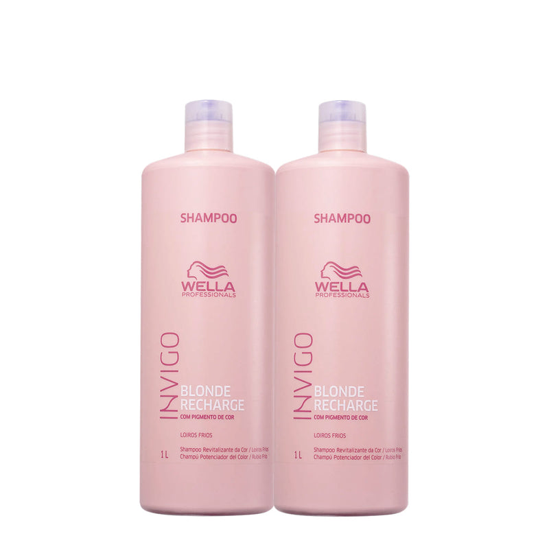Kit Wella Professionals Invigo Blonde Recharge Shampo 1L 2 Unidades