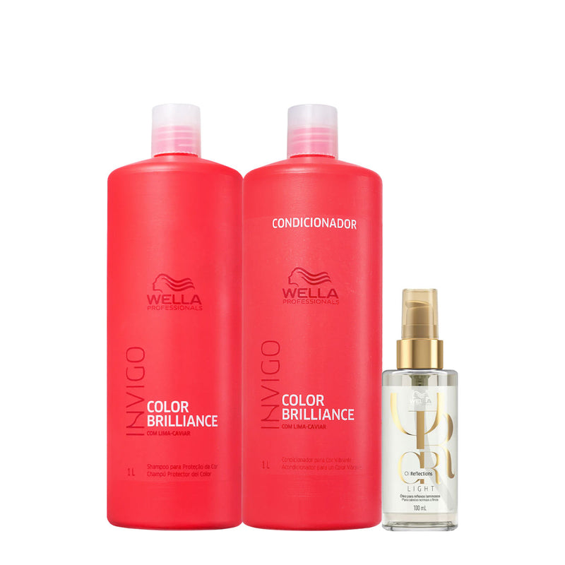 Kit Wella Professionals Invigo Brilliance Reflections Salon Oil Light 3 produtos