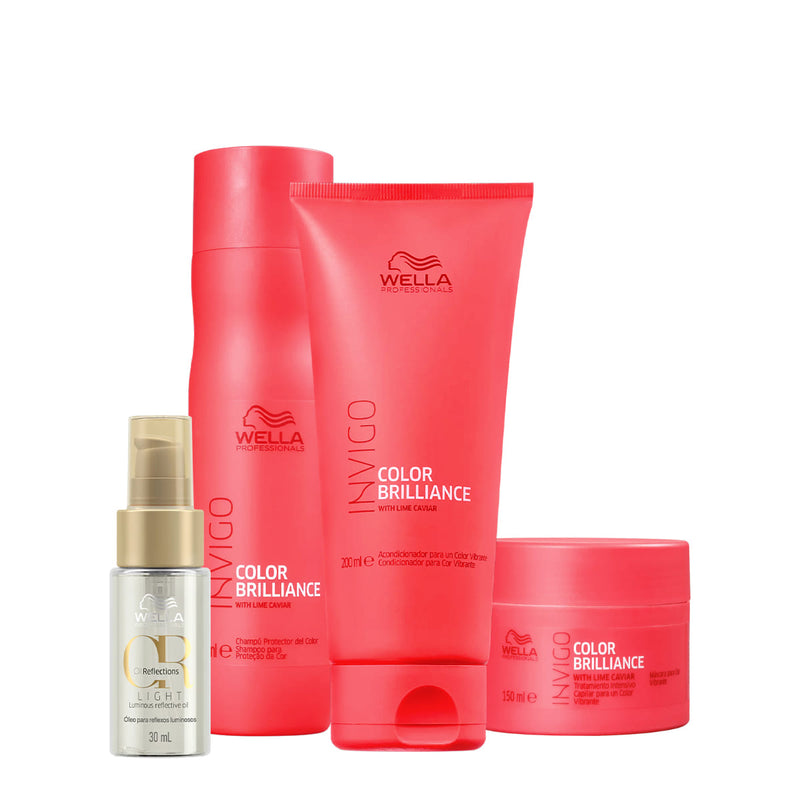 Kit Wella Professionals Invigo Brilliance Reflections Home Care Oil Ligth 4 Produtos