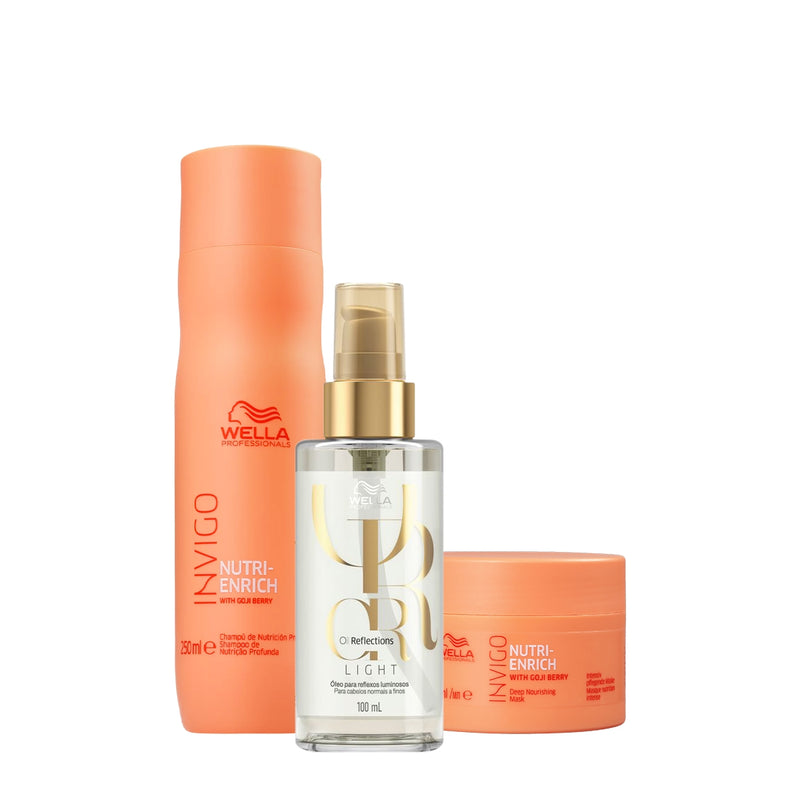 Kit Wella Professionals Invigo Nutri-Enrich Reflections Shampoo Máscara Oil Light 100