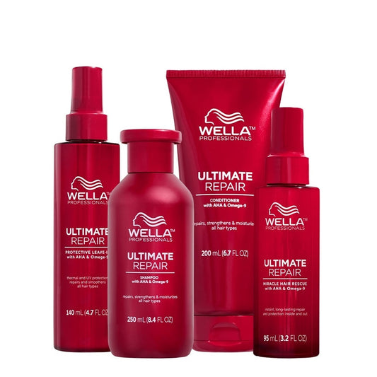 Kit Wella Ultimate Repair Shampoo Condicionador Leave-In Reparador e Protetor Térmico