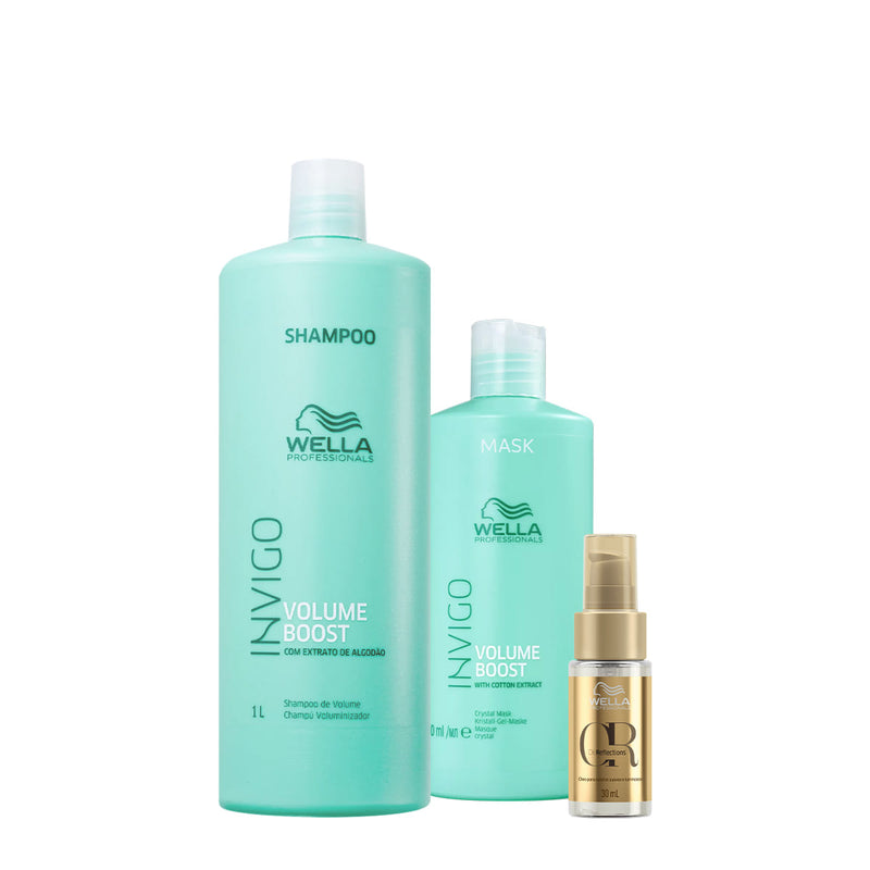 Kit Wella Professionals Invigo Volume Crystal Reflections Shampoo  Máscara Oil 3 produtos