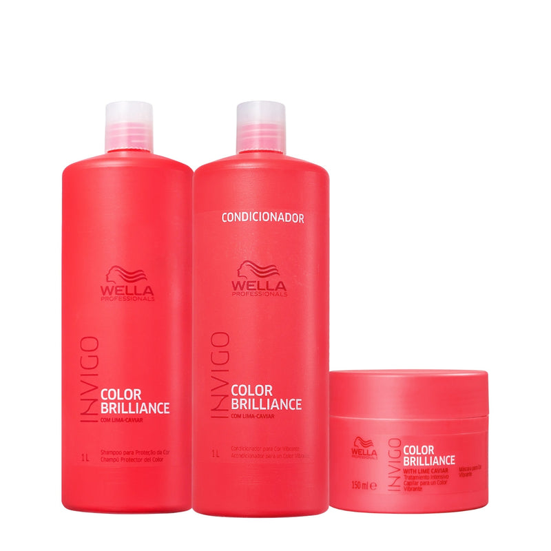 Kit Wella Professionals Invigo Color Brilliance Shampoo + Máscara + Condicionador 1L