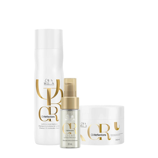 Kit Wella Professionals Oil Reflections  Shampoo  Máscara Oil Light 3 produtos