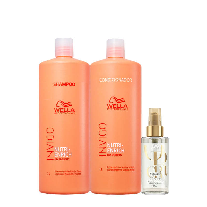 Kit Wella Professionals Invigo Nutri-Enrich Reflections Salon Oil Light 3 produtos