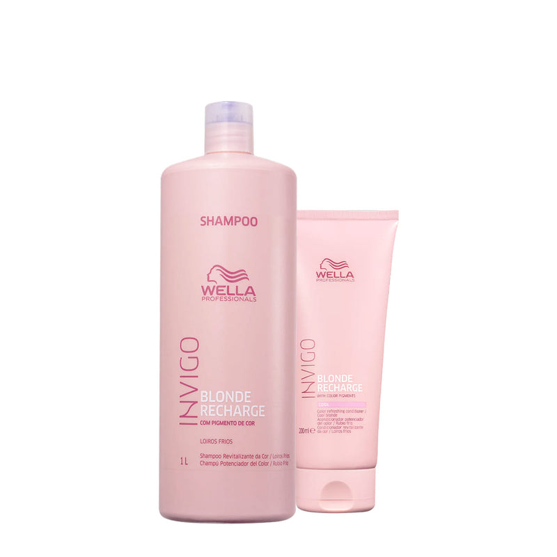 Kit Wella Professionals Invigo Blonde Recharge Shampoo 1L Condicionador 200ml