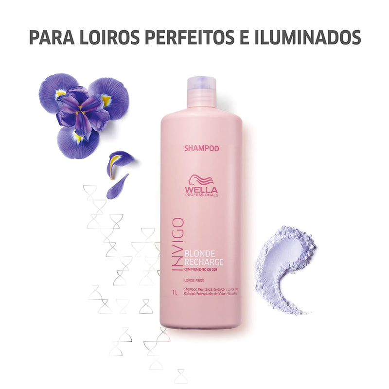 Kit Wella Professionals Invigo Blonde Recharge Shampo 1L 2 Unidades