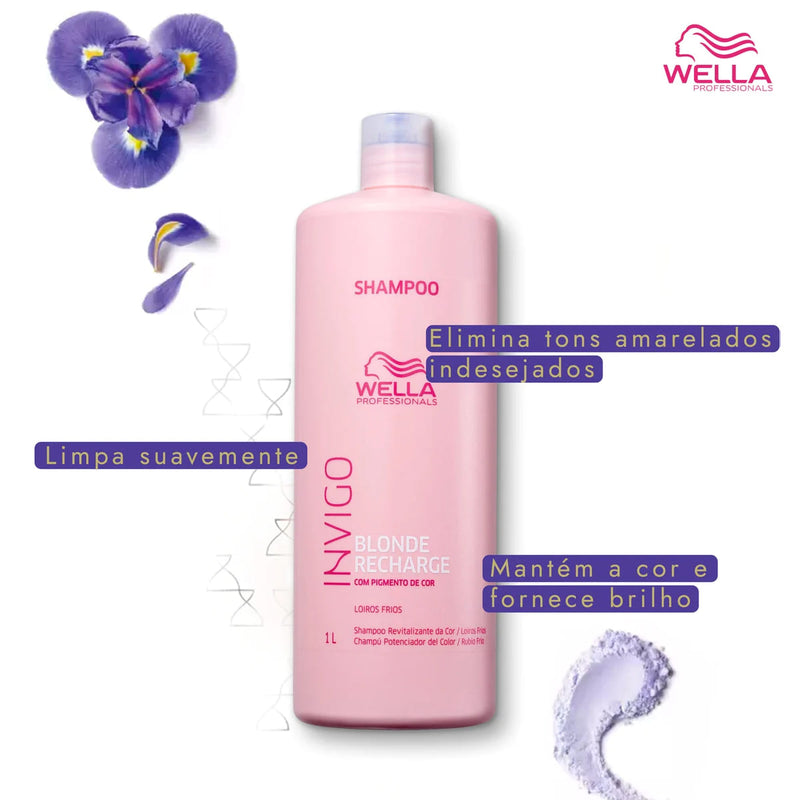 Kit Wella Professionals Invigo Blonde Recharge Reflections Shampoo, Condicionador e Oil Ligth