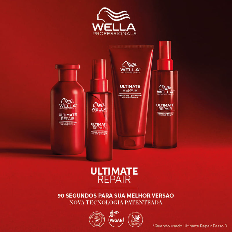 Kit Wella Ultimate Repair Shampoo Condicionador Leave-In Reparador e Protetor Térmico