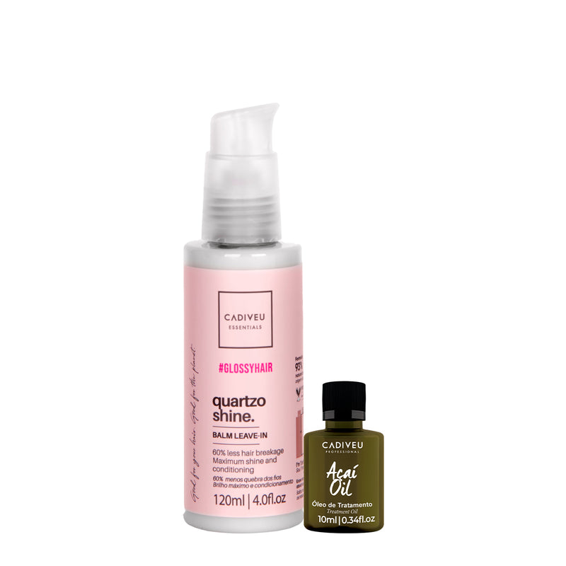Kit Cadiveu Professional Essentials Hair Quartzo Shine Balm Leave-In E Açaí Oil (2 Produtos)