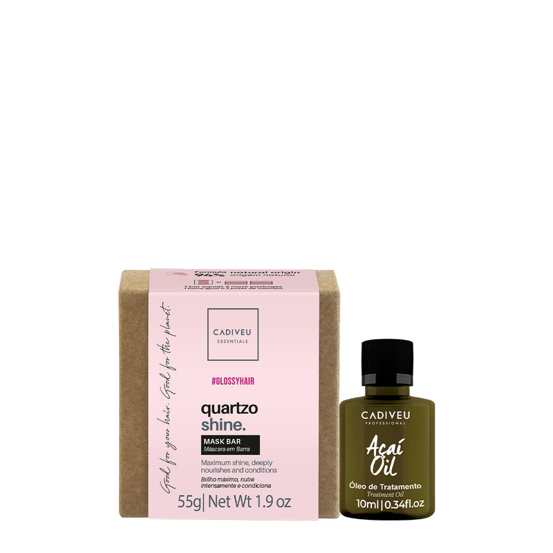 Kit Cadiveu Professional Essentials Quartzo Shine Máscara De Tratamento Em Barra E Açaí Oil (2 Produtos)