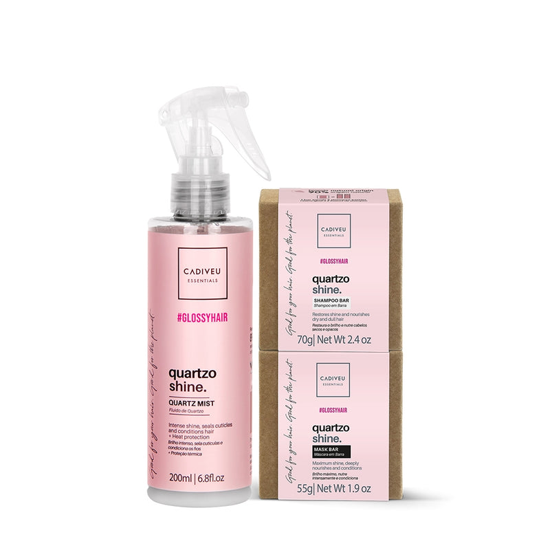 Kit Cadiveu Professional Hair Quartzo Shine Fluído Shampoo Em Barra E Máscara Em Barra (3 Produtos)