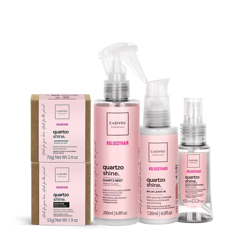 Kit Cadiveu Professional Hair Quartzo Shine Óleo Fluído Balm Shampoo Em Barra E Máscara (5 Produtos)