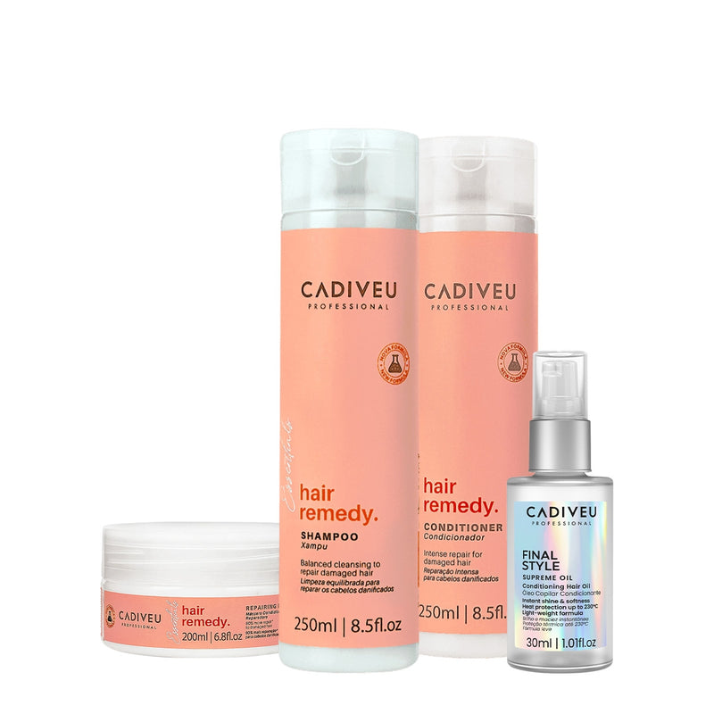 Kit Cadiveu Professional Hair Remedy Home Care E Final Style (4 Produtos)