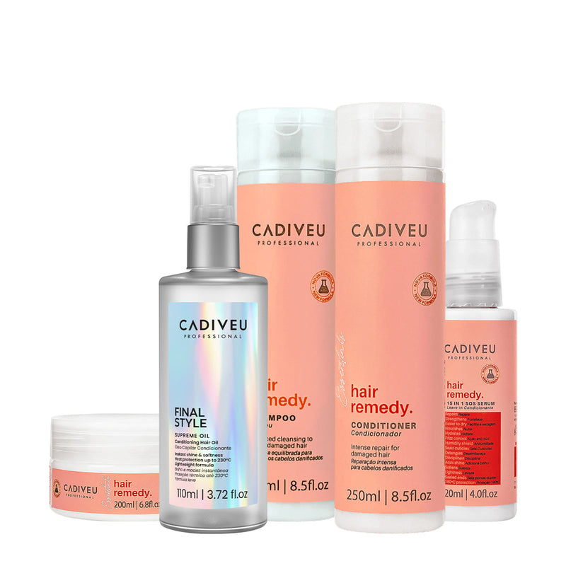 Kit Cadiveu Professional Hair Remedy Home Care Total E Supreme Final Style (5 Produtos)