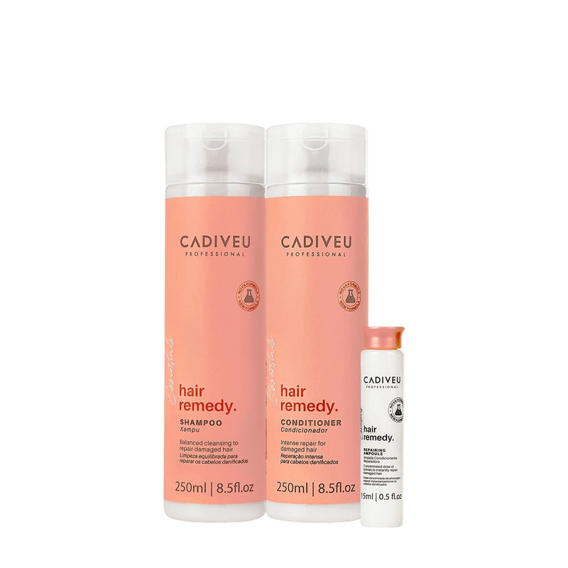 Kit Cadiveu Professional Hair Remedy Shampoo Condicionador E Ampola (3 Produtos)