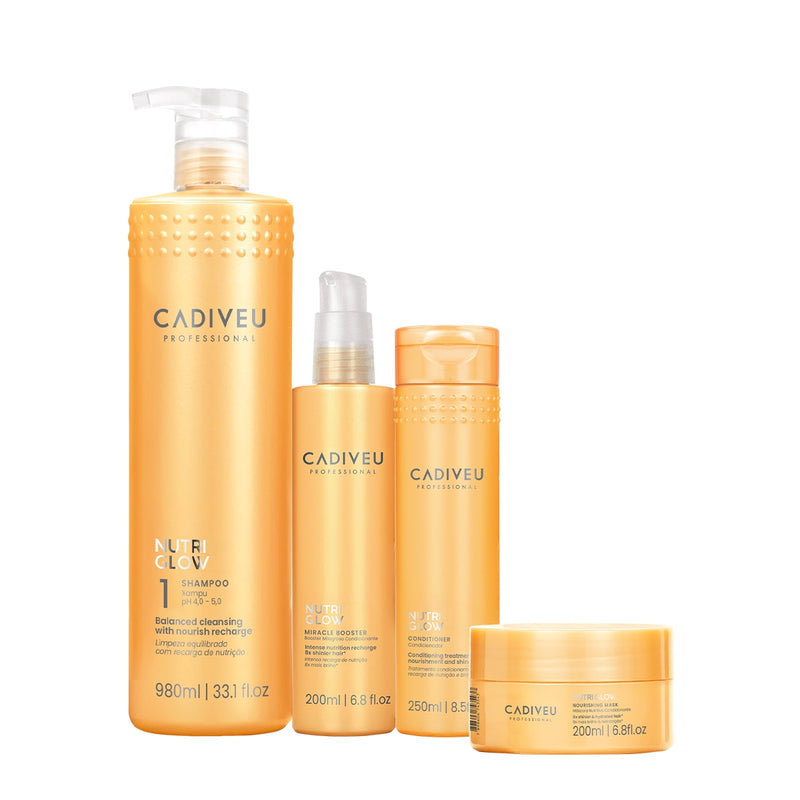 Kit Cadiveu Professional Nutri Glow Booster Fluido Shampoo Condicionador E Máscara (4 Produtos)