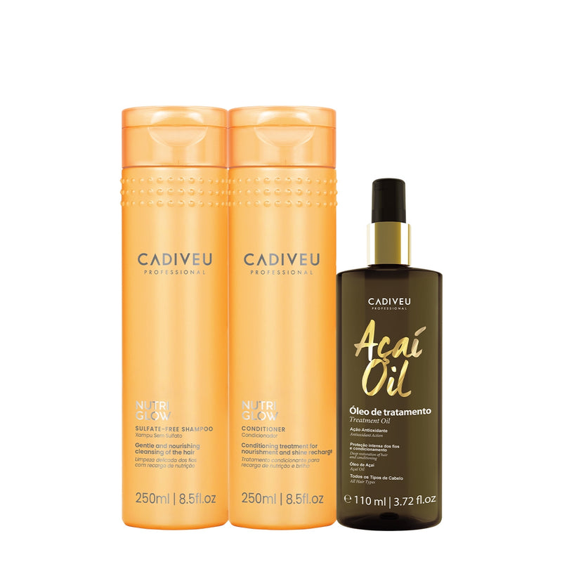 Kit Cadiveu Professional Nutri Glow Duo P E Açaí Oil 110 (3 Produtos)