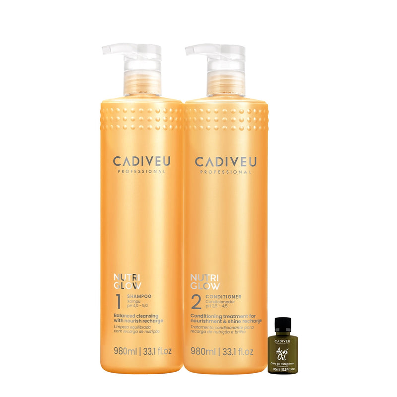 Kit Cadiveu Professional Nutri Glow Shampoo Condicionador G E Açai Oil (3 Produtos)