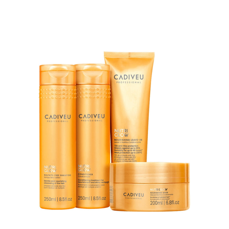 Kit Cadiveu Professional Nutri Glow Shampoo Condicionador Leave In E Máscara (4 Produtos)