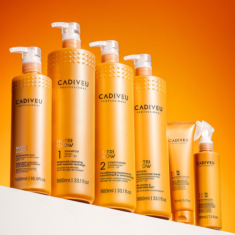 Kit Cadiveu Professional Nutri Glow Shampoo Condicionador Máscara G Fluído E Açaí Oil 110 (5 Produtos)