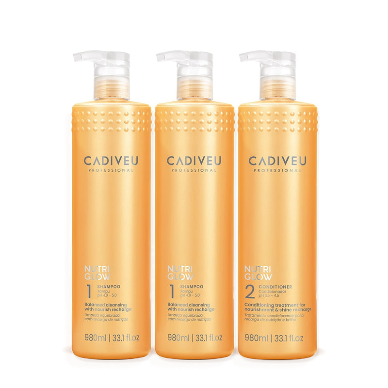 Kit Cadiveu Professional Nutri Glow Shampoo Extra E Condicionador Litro (3 Produtos)