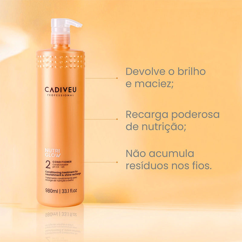Kit Cadiveu Professional Nutri Glow Shampoo Extra E Condicionador Litro (3 Produtos)