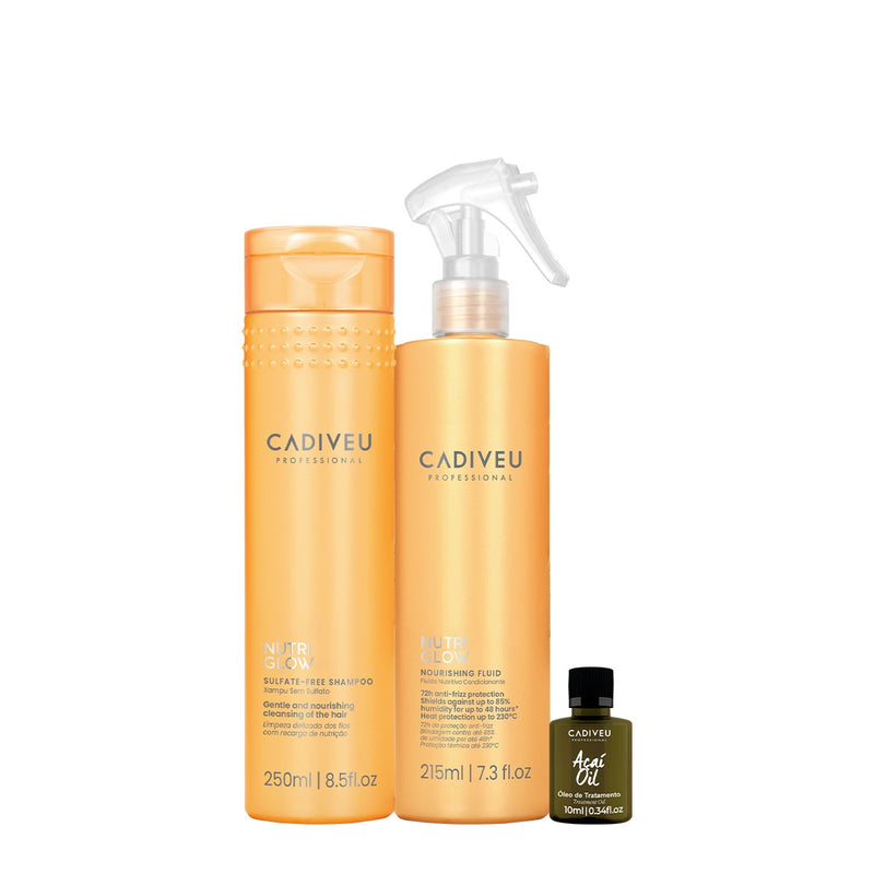 Kit Cadiveu Professional Nutri Glow Shampoo Fluído E Açaí Oil (3 Produtos)