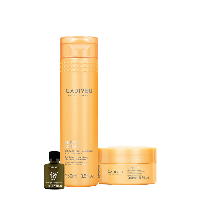 Kit Cadiveu Professional Nutri Glow Shampoo Máscara E Açaí Oil (3 Produtos)