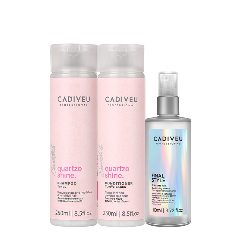 Kit Cadiveu Professional Quartzo Shine Duo E Supreme Final Style Oil (3 Produtos)