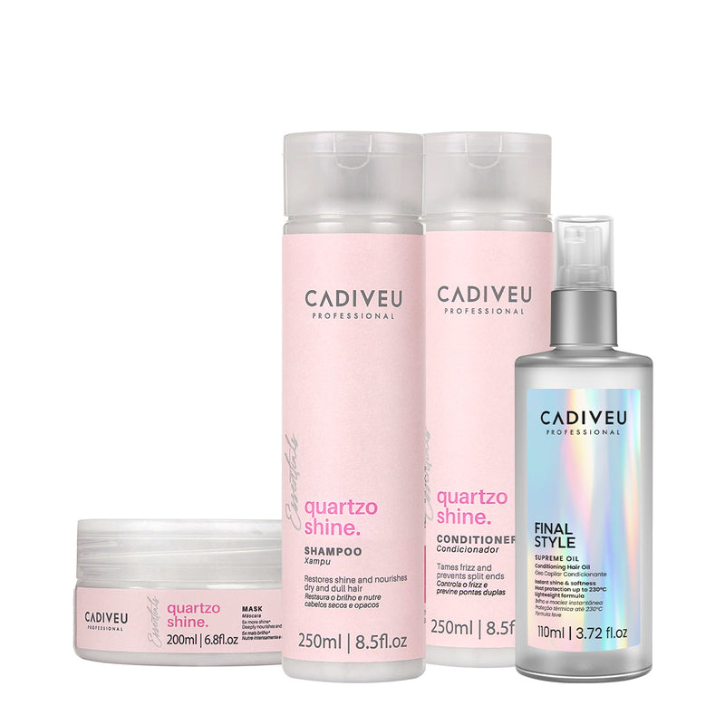 Kit Cadiveu Professional Quartzo Shine Home Care E Supreme Final Style Oil (4 Produtos)