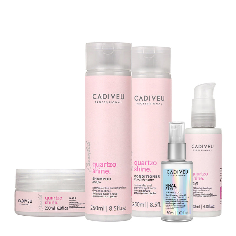 Kit Cadiveu Professional Quartzo Shine Home Care Total E Final Style Oil (5 Produtos)