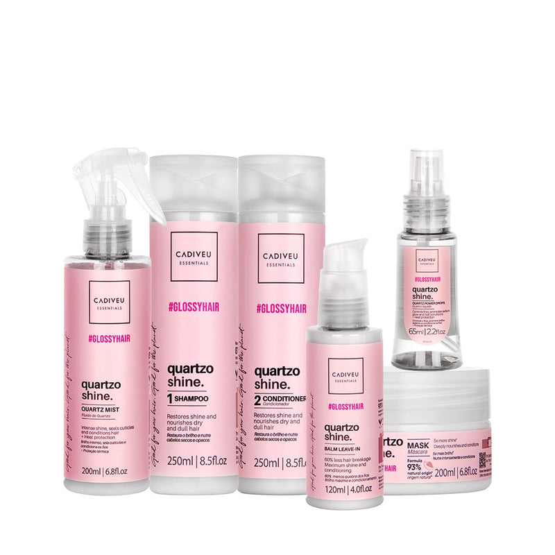 Kit Cadiveu Professional Quartzo Shine Shampoo Condicionador Balm Máscara Fluído E Óleo (6 Produtos)