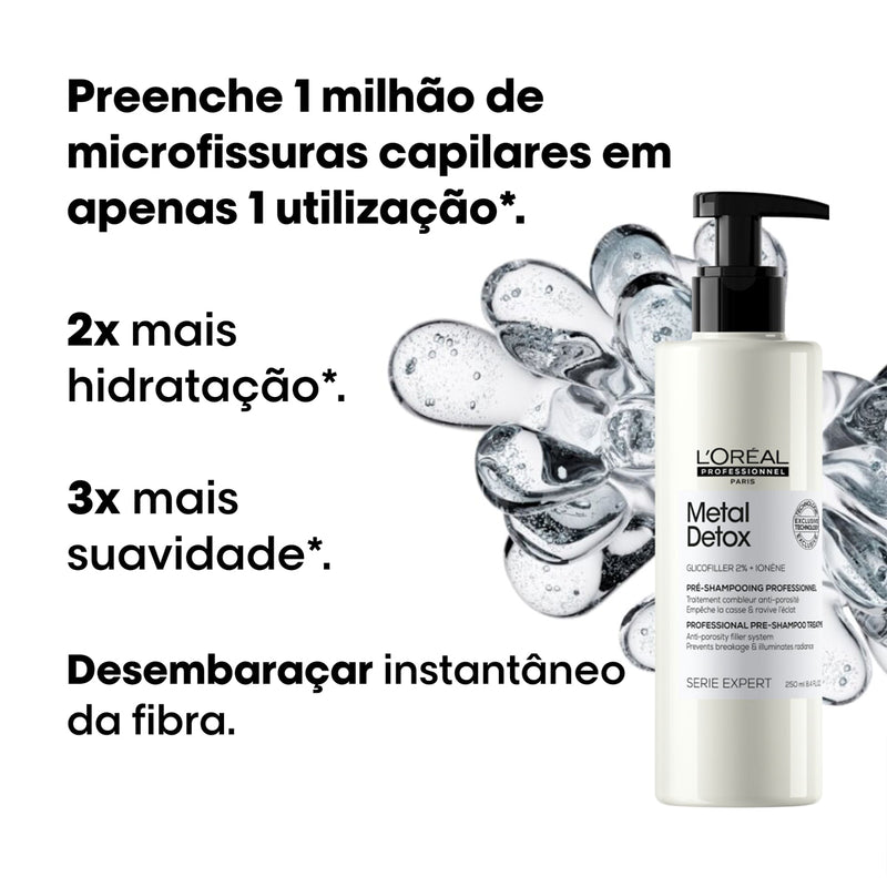Kit L'Oréal Professionnel Metal Detox Pré Shampoo Máscara G E Shampoo (3 Produtos)