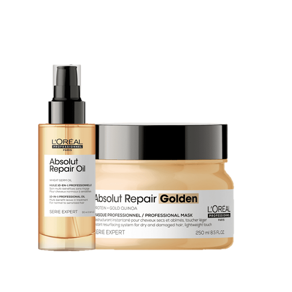Kit L'Oréal Professionnel Serie Expert Absolut Repair Gold Quinoa Protein Golden Máscara 250Ml + Óleo 90Ml (2 Produtos)