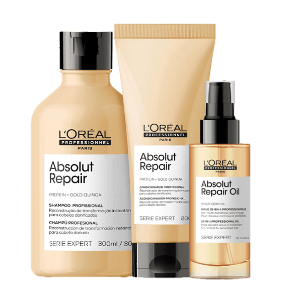 Kit L'Oréal Professionnel Serie Expert Absolut Repair Gold Quinoa Protein Home Care Duo + Óleo 90Ml (3 Produtos)