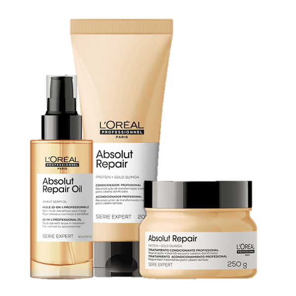 Kit L'Oréal Professionnel Serie Expert Absolut Repair Gold Quinoa Protein Nutrição Total (3 Produtos)