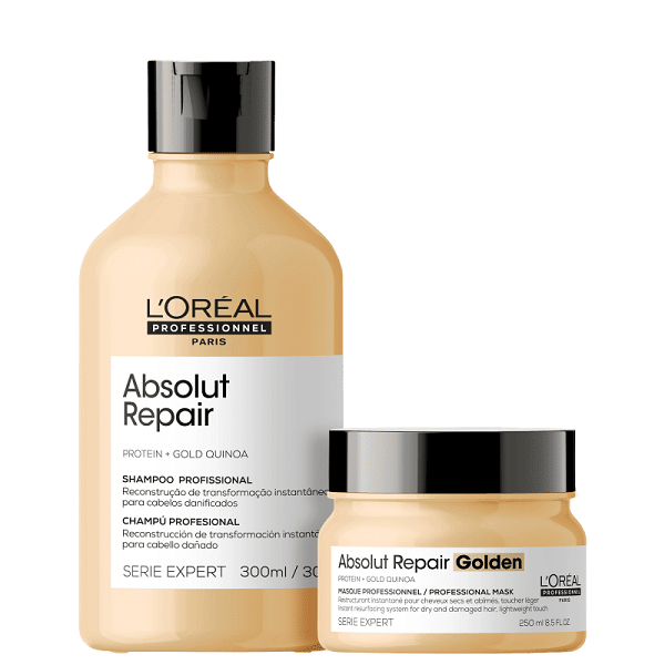 Kit L'Oréal Professionnel Serie Expert Absolut Repair Gold Quinoa Protein Shampoo 300Ml + Máscara Golden 250Ml