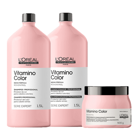 Kit L'Oréal Professionnel Serie Expert Vitamino Color Resveratrol Duo 1,5L + Máscara 500G (3 Produtos)