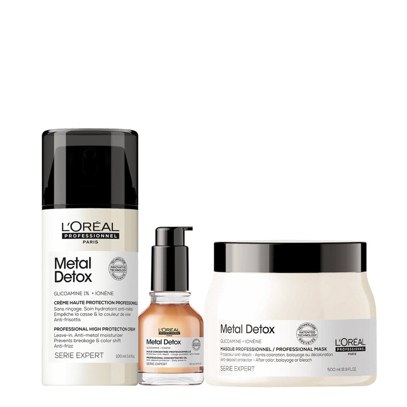 Kit L'Oréal Professionnel Metal Detox Máscara G Óleo E Leave-In (3 Produtos)