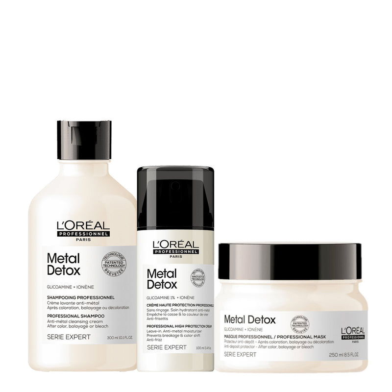 Kit Loréal Professionnel Metal Detox Shampoo Máscara E Leave-In (3 Produtos)